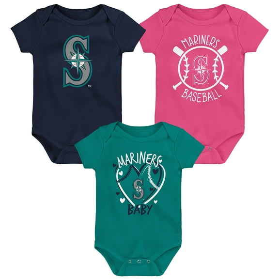 Infant Seattle Mariners Slide Home Three-Pack Bodysuit Set