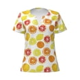 thumbnail image 2 of Fuzoiu Lemon Orange Print Women's V-Neck T-Shirt,Women's Short Sleeve Top, Comfortable for Work, Leisure, and Sports, 2 of 7