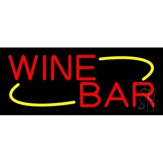 Red Wine Bar LED Neon Sign 10 x 24 - inches, Clear Edge Cut Acrylic Backing, with Dimmer - Bright and Premium built indoor LED Neon Sign for Bar decor.