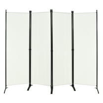 Costway 4-Panel 5.6ft Room Divider Folding Fabric Privacy Screen w/Steel Frame White