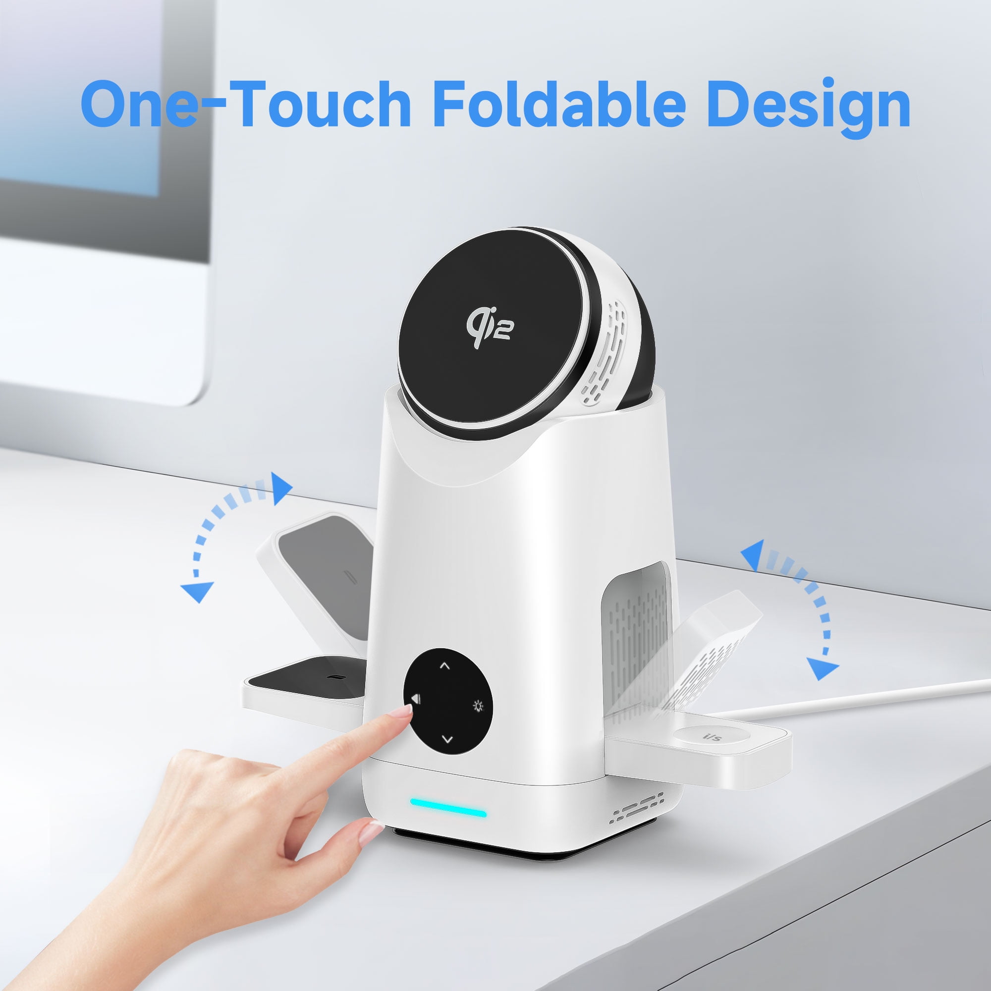 Aootek Foldable Qi2 15W Wireless Charger,3 in 1 charging station Compatible with MagSafe for iPhone12-16 Series & Samsung S6-S25 Series,Airpods4/3/2/Pro/Pro2 & Galaxy Buds Series,Apple Watch Ultra/SE
