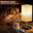 Bedside Table Lamp,Nightstand Lamp with 2 USB Charging Ports and Pull
