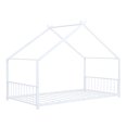 thumbnail image 3 of Gewnee Twin Size House Bed with Roof and Fence,Metal Montessori Platform Bed for Toddle and Kids,White, 3 of 8
