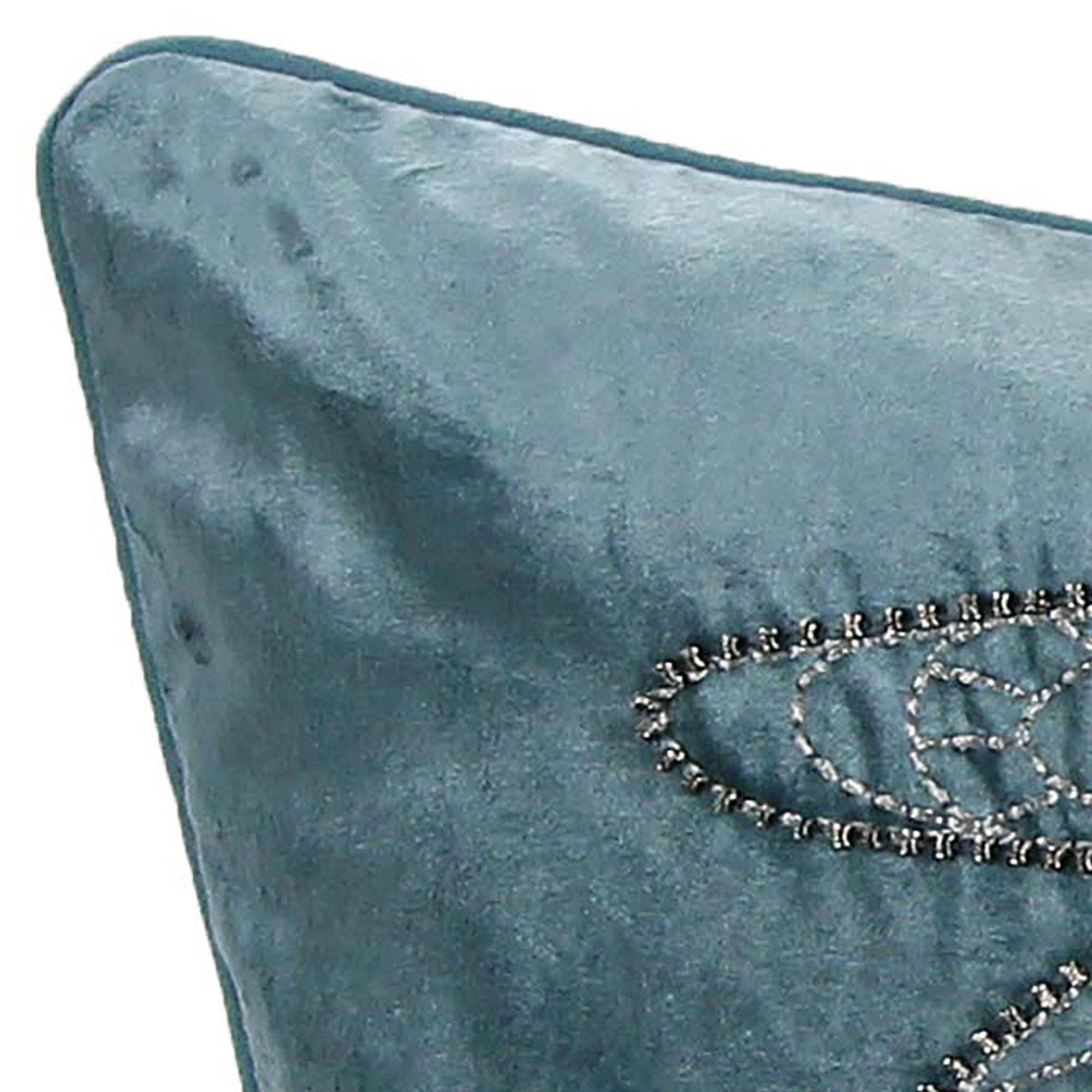 Jordan Manufacturing 18" x 18" Turquoise Turtle Nautical Square Reversible Decorative Throw Pillow with Welt and Bead Accent