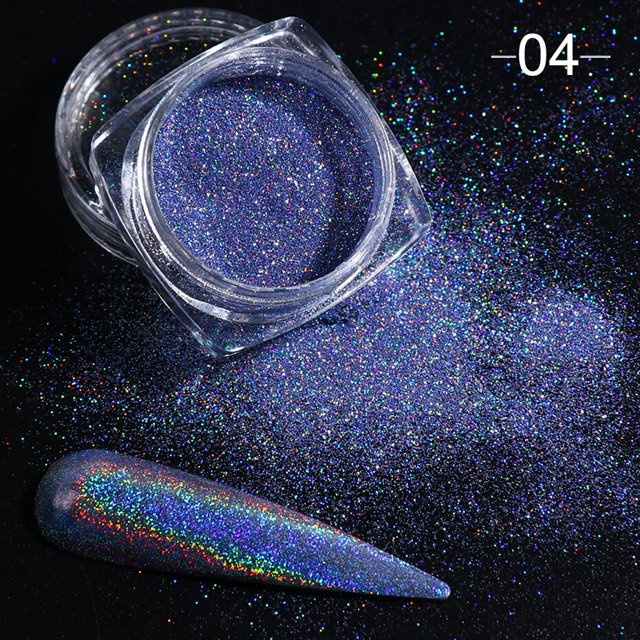 Espejo holográfico sólido para uñas, brillo láser metálico para frotar polvo cromado, pigmento brillante para decoración de manicura, CHLF01-07-1 Tan Jianjun unisex