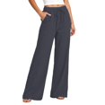 thumbnail image 2 of YTCAMLO Womens Cotton Pants Elastic High Waist Casual Palazzo Trousers with Pockets Casual Lightweight Breathable Flowy Wide Leg Pants, 2 of 9