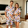 thumbnail image 7 of JULMCOMO Halloween Pajamas for Couples Ghost Cat Pumpkin Print Button Down Collared Holiday Two Piece Sets Elastic Waist Soft Pajama Shorts Light Purple-Men 2XL, 7 of 7