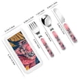 thumbnail image 2 of Picia Pink Tiger Gold Leaves Print Children's Knife, Fork And Spoon Set - Kids’ Knife Fork Spoon - Stainless Steel Kids Silverware Set - Metal Kids Cutlery Set, 2 of 8
