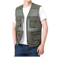 thumbnail image 2 of YanHoo Men's Big and Tall Vest Lightweight Mesh Breathable Jackets Solid Color Outdoor Fishing Jacket Work Travel Cargo Vests with Multi Pockets, 2 of 8