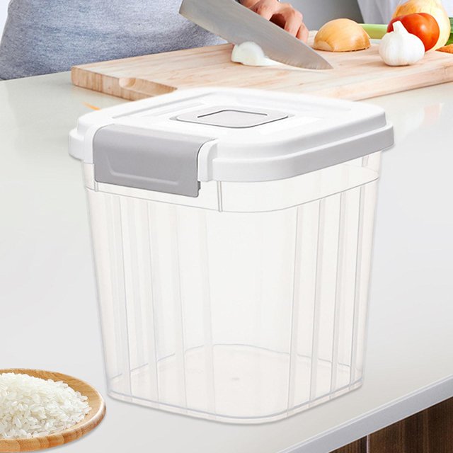 Dry Food Container Rice Storage Container,Multipurpose, Airtight Rice Storage Bin Rice Dispenser for Kitchen Sugar Nuts Flour Clear 5kg