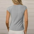 thumbnail image 4 of Mittory Womens Tops Casual Crewneck Cap Sleeve Tops Ribbed Raw Hem Summer T Shirts Slim Fit Basic Tees Blouses, 4 of 7