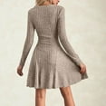 thumbnail image 2 of yillto Womens Sweater Dresses for Fall Knee Length Knit Long Sleeve V Neck A Lined Dress Winter Outfits, 2 of 6