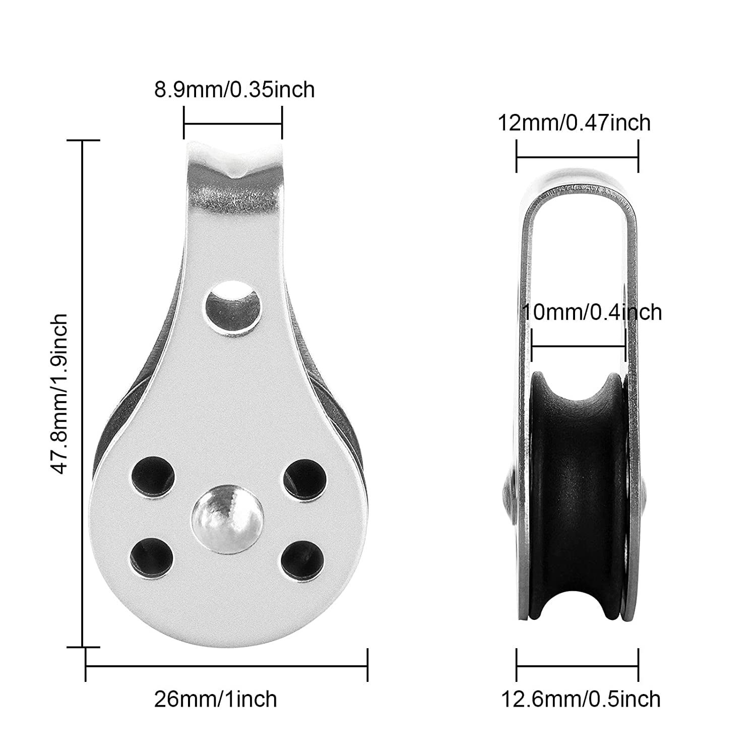 Poulie De Levage En Acier Inoxydable SUS316, Poulie Simple Lot De 2~p142249407