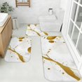 thumbnail image 2 of White and Gold Marble Pattern Bathroom Rug Set 3 Piece,Non-Slip Bath Mat Set with U-Shaped Contour and Runner Soft Absorbent Washable, 2 of 5