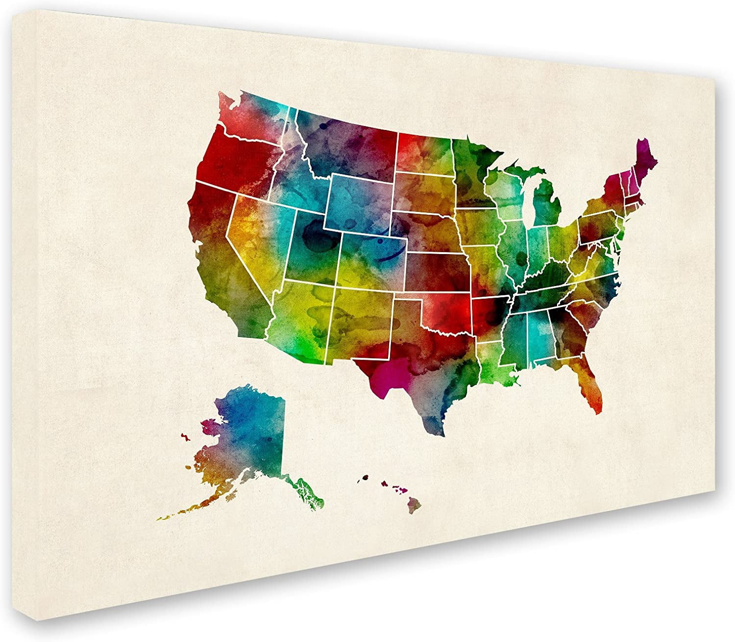 Trademark Fine Art "United States Watercolor Map 2" Canvas Art by Michael Tompsett