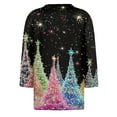 thumbnail image 5 of WTOBBY Women's Casual Round Neck 3/4 Sleeve Loose Printed T-Shirt with Christmas Elements, Ladies Holiday Theme Top for Everyday Fashion, Comfortable Wear Blouse,Multicolor L, 5 of 6