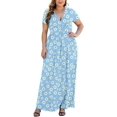 thumbnail image 3 of Aiyino Women Plus Size V Neck Short Sleeve Casual Evening Dress, Comfortable Elegant Party Maxi Dress, 3 of 7