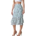 thumbnail image 5 of INSPIRE CHIC Mother's Day Women's Chiffon Skirts Elastic Waist Ruffle Tiered Floral Flowy Midi Skirts S Blue Purple-Floral, 5 of 7
