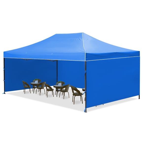 HONMEET Tienda plegable: 4,4 x 3,1 m, con 3 paredes laterales - Toldo parasol para exteriores, ideal para acampar, fiestas en la playa y eventos.