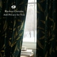 thumbnail image 4 of NICETOWN Velvet Curtains for Living Room, Soft Vintage Leaf Patterned Gold Foil Printed Velvet Curtains Rod Pocket Room Darkening Thermal Insulated Window Drapes, Dark Green, 50"x84", 2 Panels, 4 of 8