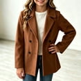thumbnail image 2 of Riecok Trench Coats for Girls Long Sleeve Button down Jackets Lapel Collar Overcoat Warm Casual Winter Outerwear with Pocket 150, 2 of 7