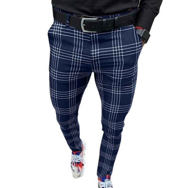 plaid pants with stripe mens