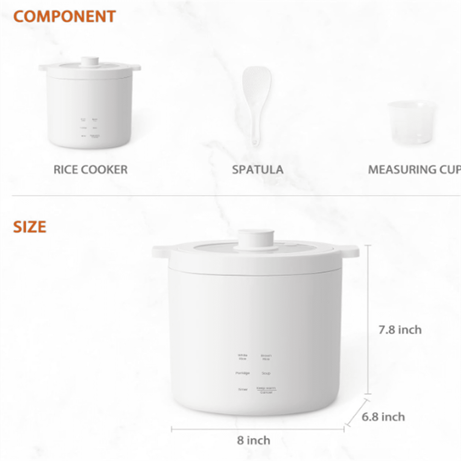Mini Rice Cooker 2 Cup Uncooked, Small Electric Cooker, with 4 Cooking Functions, 24 Hour Preset and Heat Preservation, Anti Scald Carry Handle