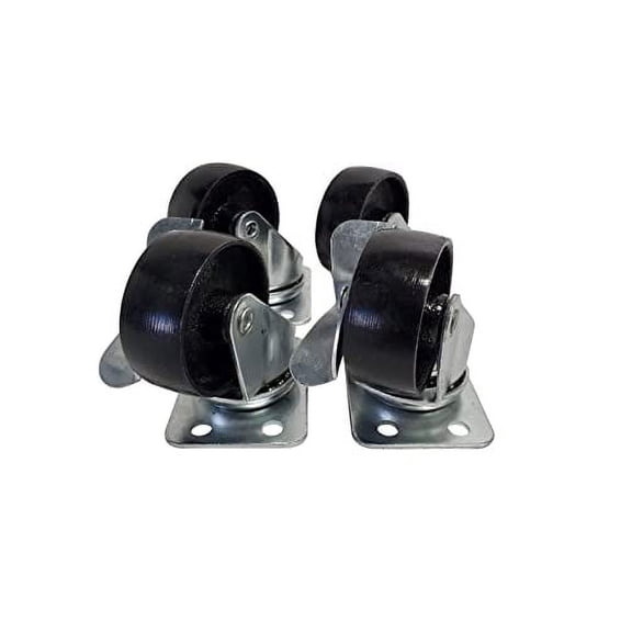 4-Pack 2" Mini Steel Plate Casters Two Casters with Brake (All Swivel)