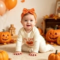 thumbnail image 2 of JAJAHO My First Halloween Infant Baby Girl Jumpsuits Pumpkin Letter Embroidered Onesie With Headband 2 Piece Set 0-9M, 2 of 4