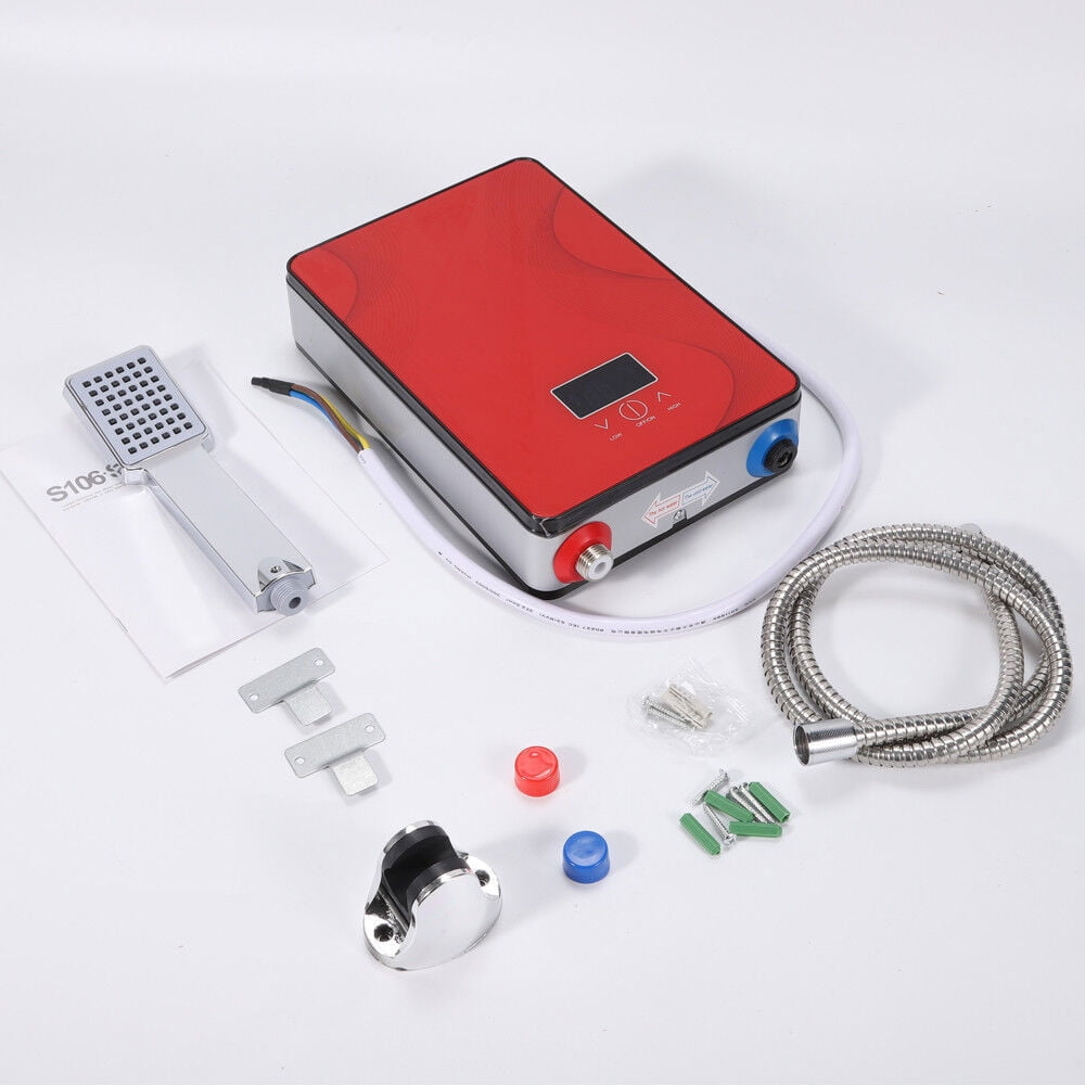 6500W Electric Instant Tankless Hot Water Heater, Red, Boiler Shower System with LED Display Screen for  Kitchens AC 220V