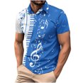 thumbnail image 1 of Camisas de Manga Larga para Hombres Impresos Girar Hacia Abajo Botones de Cuello Lateral Dividido, Casual Blusa de Manga Corta, 1 of 5