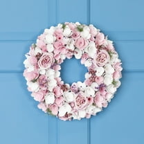 Northlight Wooden Floral Artificial Spring Wreath with Berries - 13.5" - Pink and White