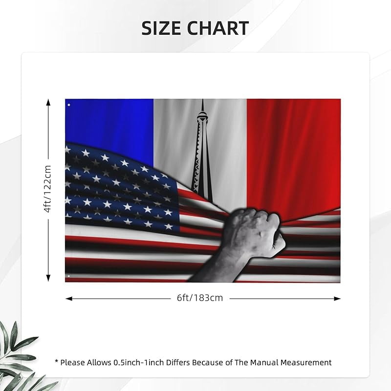 Usa American Flag And France French Flag Flag 4x6 Ft Double-Sided Printing Thickened Three-Ply Fabric Outdoor Flags Banner Decorations