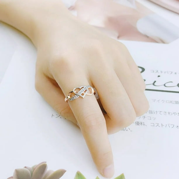 Anillos De Amor infinito para parejas joyeria de doble Color para mujer regalo de compromiso de boda delicado joyeria de moda DZR029 Bodega Aurrera en linea