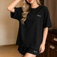 thumbnail image 5 of CAZOFW Womens Pajamas,Short Sleeve Crew Neck Top Shorts Set,Soft Lounge Sleepwear Casual Pjs Sizes M-2X, 5 of 6