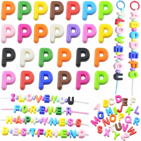 Large Letter Beads 26 Pcs 20mm 3D Paracord Beads Acrylic Colorful Bubble Big Alphabet Bead 6mm Large Hole Chunky Letter Bead for Keychains Purse Bag Charm Kit Backpack (26, Large Letter Beads P)