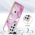 thumbnail image 3 of For Samsung Galaxy S21 Ultra Marble Patterned Case with Card Holder, Back Folio Kickstand PU Leather + Soft Crystal Bumper Edge, Magnetic Clasp Back Cover For Samsung Galaxy S21 Ultra,Darkpurple, 3 of 6