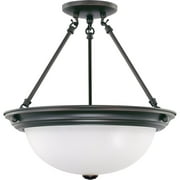 Nuvo Lighting 63341 - 3 Light (Twist  and  Lock Base) 15.25" Semi Flush Mahogany Bronze Finish with Frosted White Glass Ceiling Light Fixture (60-3341)