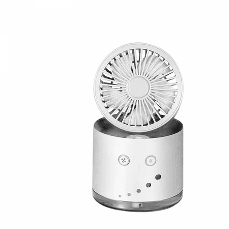 

Small Cooling Misting Fan with Large Water Tank and 7 Colorful Nightlight 3 Speeds Rechargeable with 2000mAh Battery Powered (White)