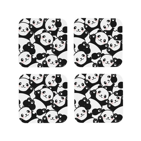 

Tideii Seamless Pattern Cute Panda for Leather Coasters 4 Pieces Anti-fouling and Anti-scalding Decorative Coasters Suitable for Restaurants Kitchens Coffee Shops-Square