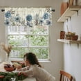 thumbnail image 6 of Kitchen Curtains Valances, Flower Butterfly Dragonfly Vintage Blue Floral Spring Summer Short Rod Pocket Valances for Windows for Bedroom, Bathroom, 1 Panel, 54" W x 18" L, 6 of 6