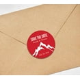 thumbnail image 3 of Darling Souvenir Round 45 Pcs Snowy Mountain Save The Date Stickers Personalized Bride Groom Names And Date Envelope Seals - Red, 3 of 4