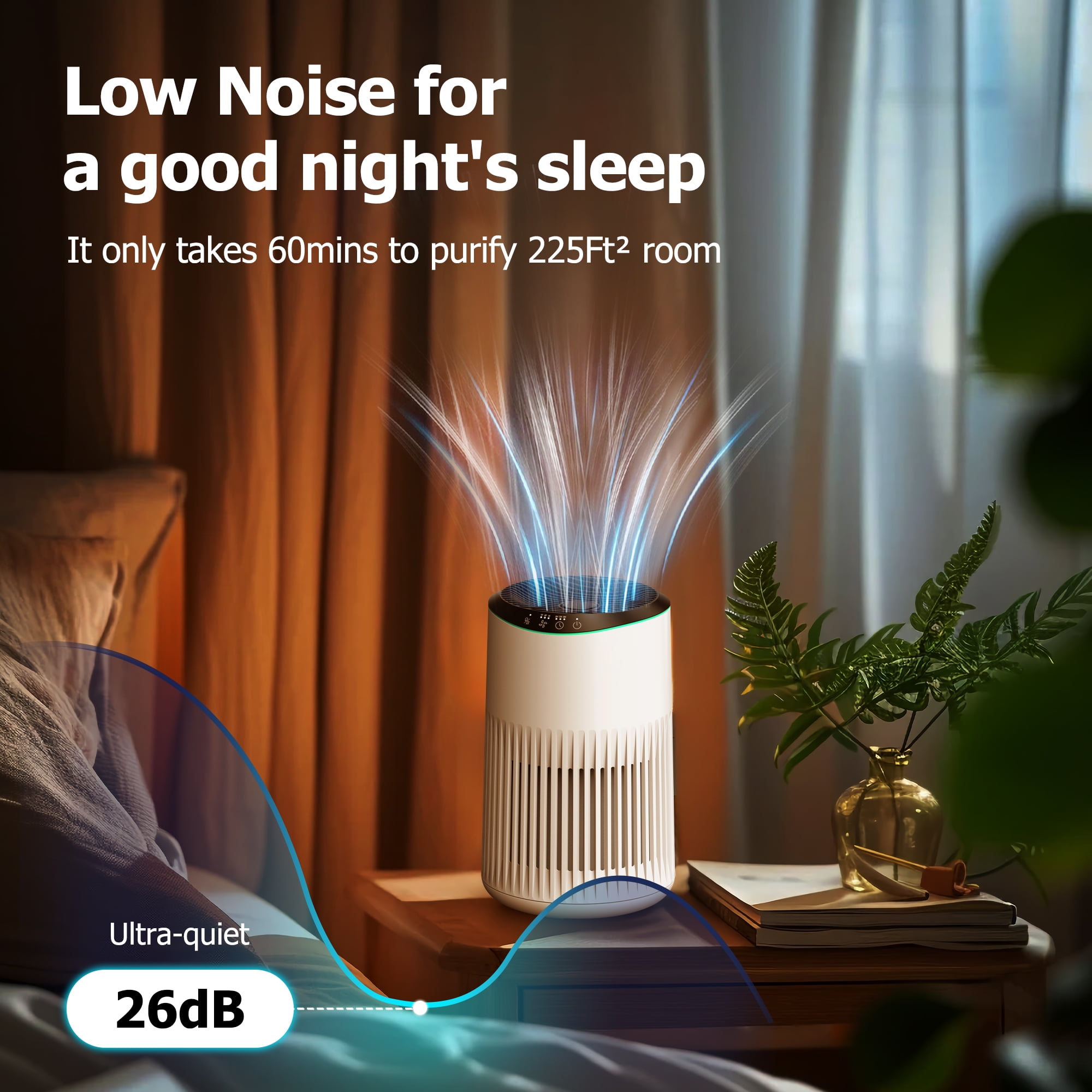MORENTO Air Purifiers with Hepa Filter for Home Bedroom Large Room, Remove 99.97% Dust up to 450 Sqft, White, 2 Pack