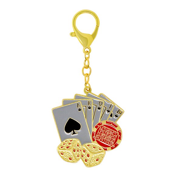 Llavero De Buena Fortuna Del Ganador De Los Dados Del Póker De La Riqueza De La Mano Ganadora Del Feng Shui