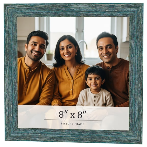 8x8 Frame Blue Rustic Barnwood Solid Wood Picture Frame Width 1.25 Inches | Interior Depth 0.5