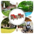 thumbnail image 4 of Gymax Ensemble de Conversation pour Patio en Rotin 3 Pcs avec Pieds en Bois Coussins Rouges, 4 of 10
