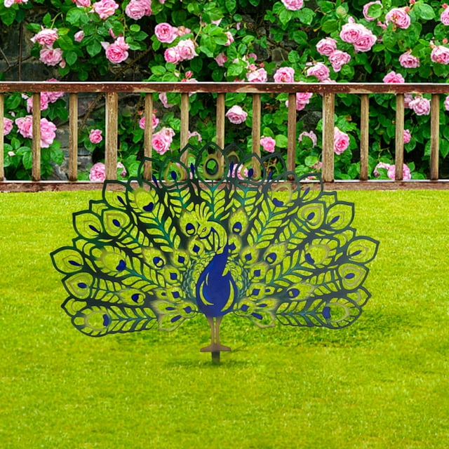 Decoración del hogar, decoración de habitaciones, decoración de paredes, pilas de pavo real de metal para jardín, decoración de patio tallada de pavo real, decoración de patio de metal, decoración de
