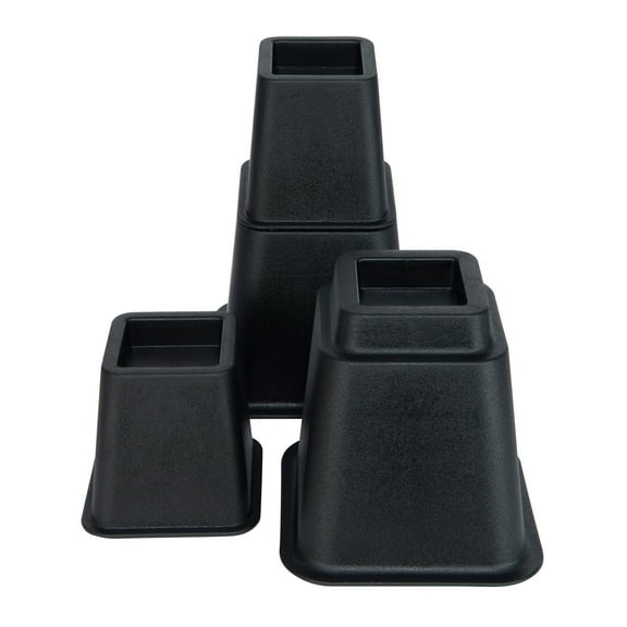 Simplify 8 Piece Plastic Adjustable 3", 5", or 8" Bed Risers Set, 4.5" x 4.5", Black