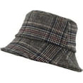 thumbnail image 5 of CoCopeaunts Bucket Hats for Men Winter Warm Vintage Plaid Fisherman Hats Flat Unisex Lattice Wool Basin Hat Soft Foldable, 5 of 8