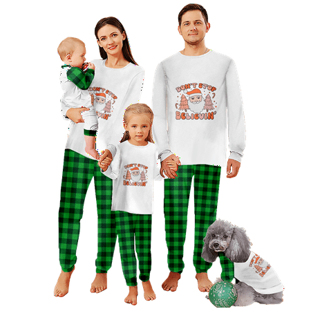 

Family Christmas Pajamas Christmas Buffalo Plaid Stripe Printed Sizes Baby-Kids-Adult-Pet 2 Pieces Top and Pants Bodysuits Unisex Pajamas Set